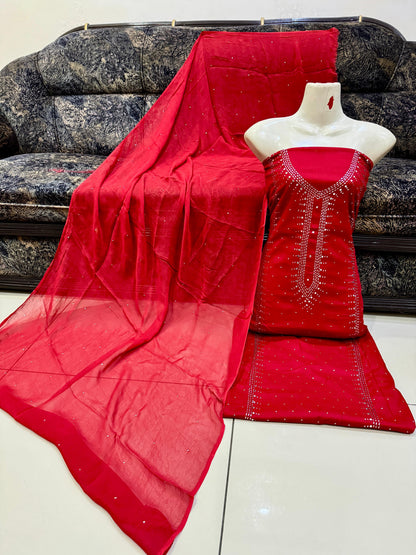 3pc Lawn Mukesh Handmade Work Dress