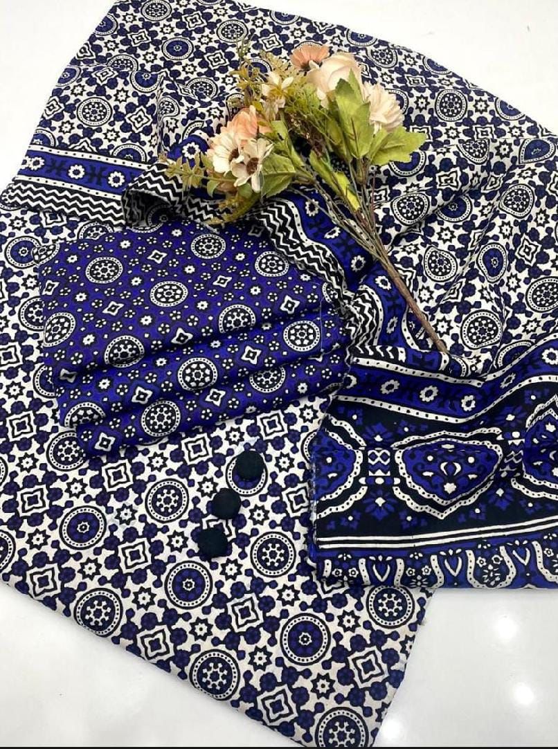 3pc Cotton Sindhi Ajrak Dress
