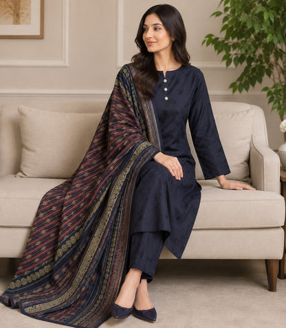3pc Marina Banarsi Jaquard Designing Shawl Dress