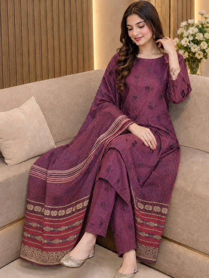 3pc Marina Banarsi Jaquard Designing Shawl Dress