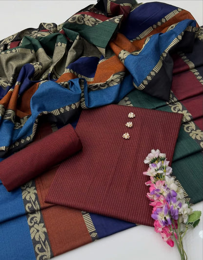 3pc Khaddi Marina Jaquard Shawl Dress