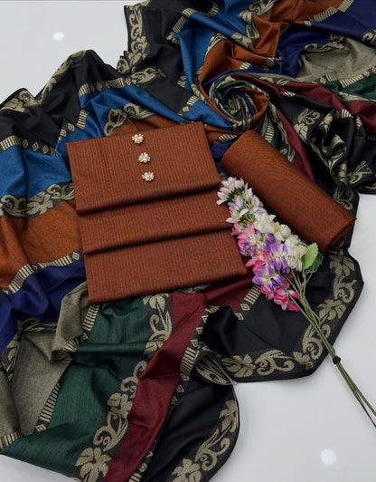 3pc Khaddi Marina Jaquard Shawl Dress