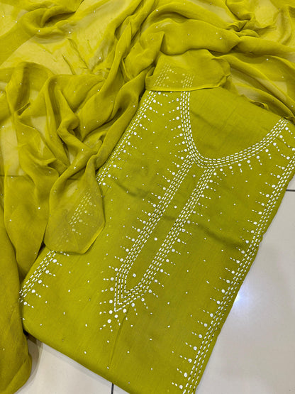 3pc Lawn Mukesh Handmade Work Dress