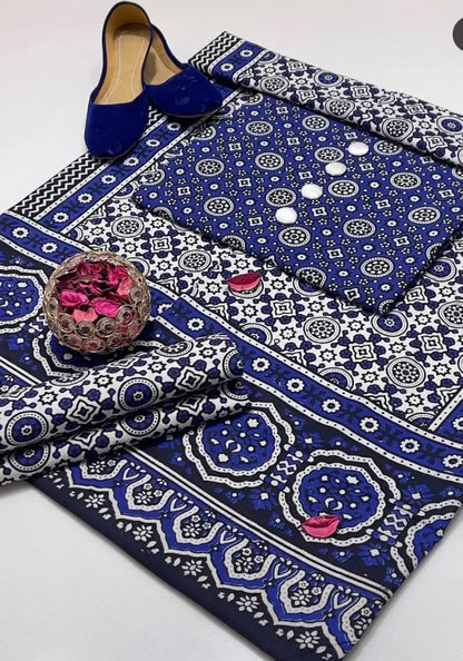 4pc Cotton Sindhi Ajrak Dress (Khussa Gift)
