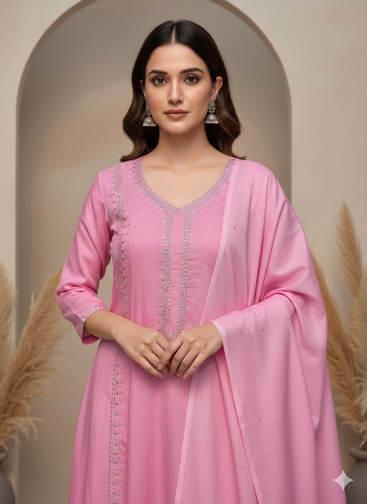 3pc Lawn Mukesh Handmade Work Dress