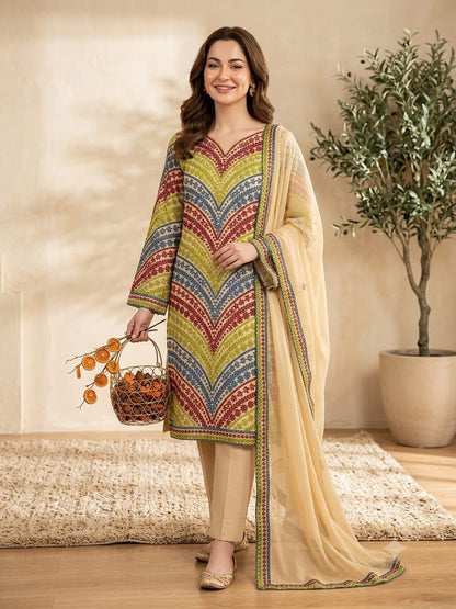 3pc Maria.B Lawn Embroided Dress