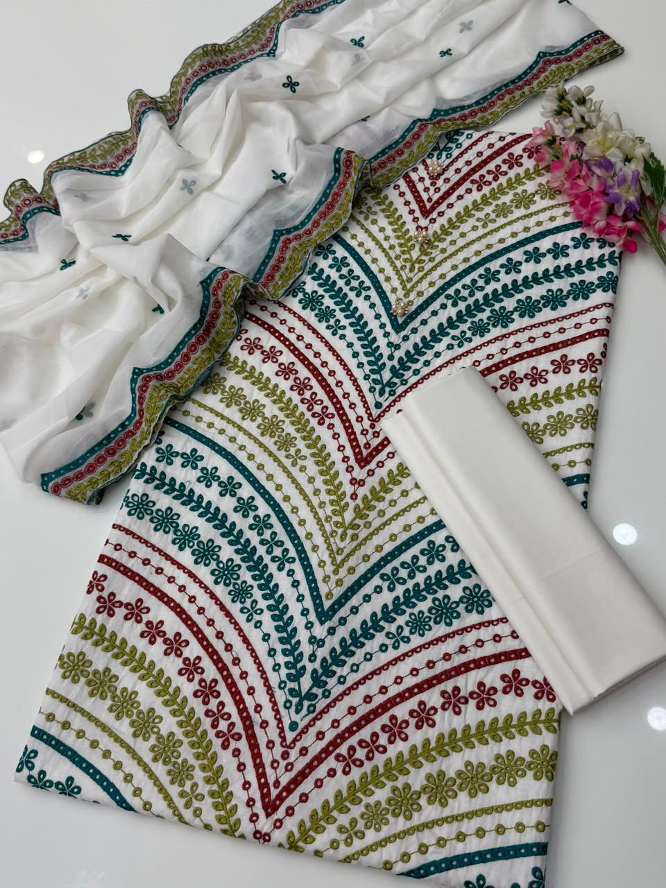 3pc Maria.B Lawn Embroided Dress