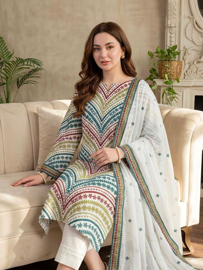 3pc Maria.B Lawn Embroided Dress