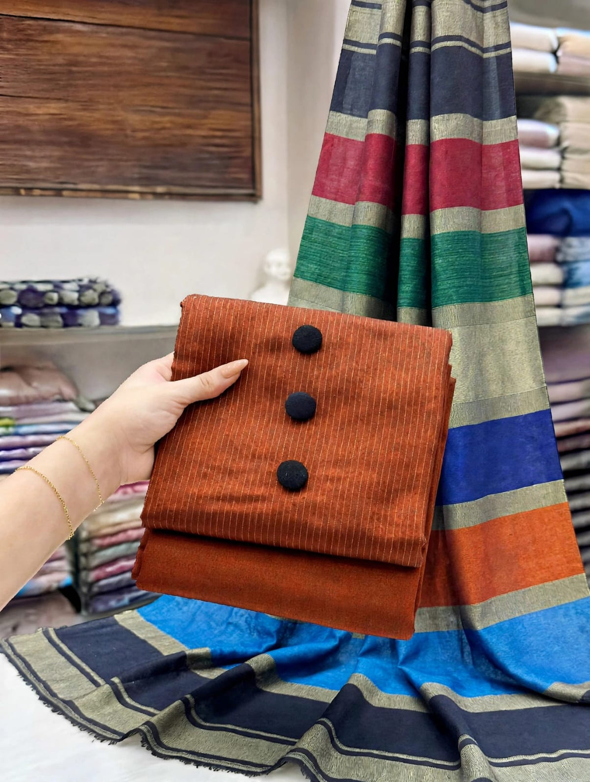 3PC KHADI MARINA SHAWL DRESS